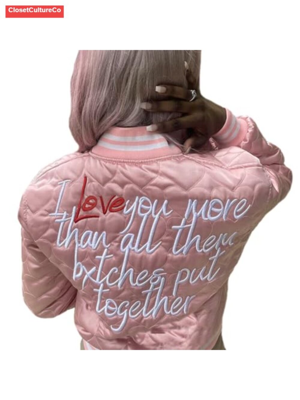 Quilted Crop Bomber Jacket Embroidered Back Button Down